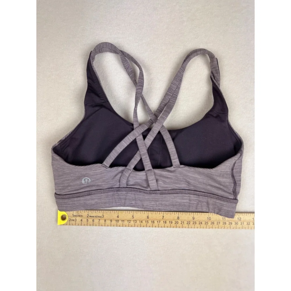 Lululemon Free to Be Wild Bra Size 4 Purple Micro Stripe Crisscross‎ Back